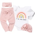 thumbnail image 1 of Newborn Infant Baby Girl 4PCS Clothes Romper Pants Set Floral Autumn Outfits Cute Baby Clothes Girl 0-3 Months, 1 of 6