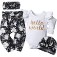 thumbnail image 1 of Newborn Infant Baby Girl 4PCS Clothes Romper Pants Set Floral Autumn Outfits Cute Baby Clothes Girl 0-3 Months, 1 of 6