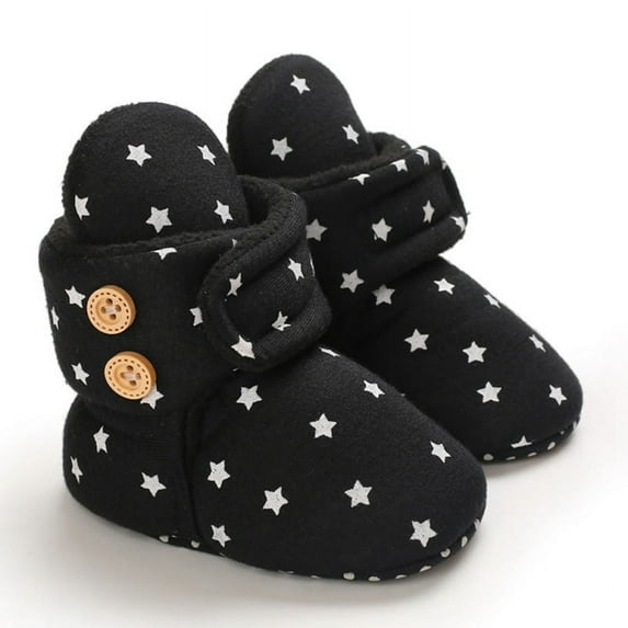 Newborn Infant Baby Girl Boy Cotton Booties Stay On Sock Slippers Soft Bedroom Shoes Non-Skid Ankle Boots With Grippers Toddler Crib Warm Shoe First Walker Birthday Shower Gift