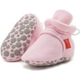 thumbnail image 1 of Newborn Infant Baby Girl Boy Cotton Booties Stay On Sock Slippers Soft Bedroom Shoes Non-Skid Ankle Boots With Grippers Toddler Crib Warm Shoe First Walker Birthday Shower Gift, 1 of 6