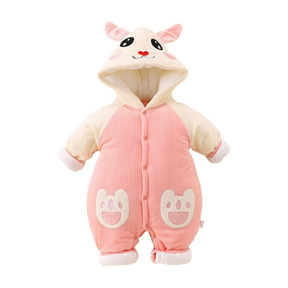 Newborn Infant Baby Girl Boy Romper Cute Ear Hooded Cotton Jumpsuit Long Sleeve Bodysuit Winter Warm Soft Onesie Playsuit Outfit