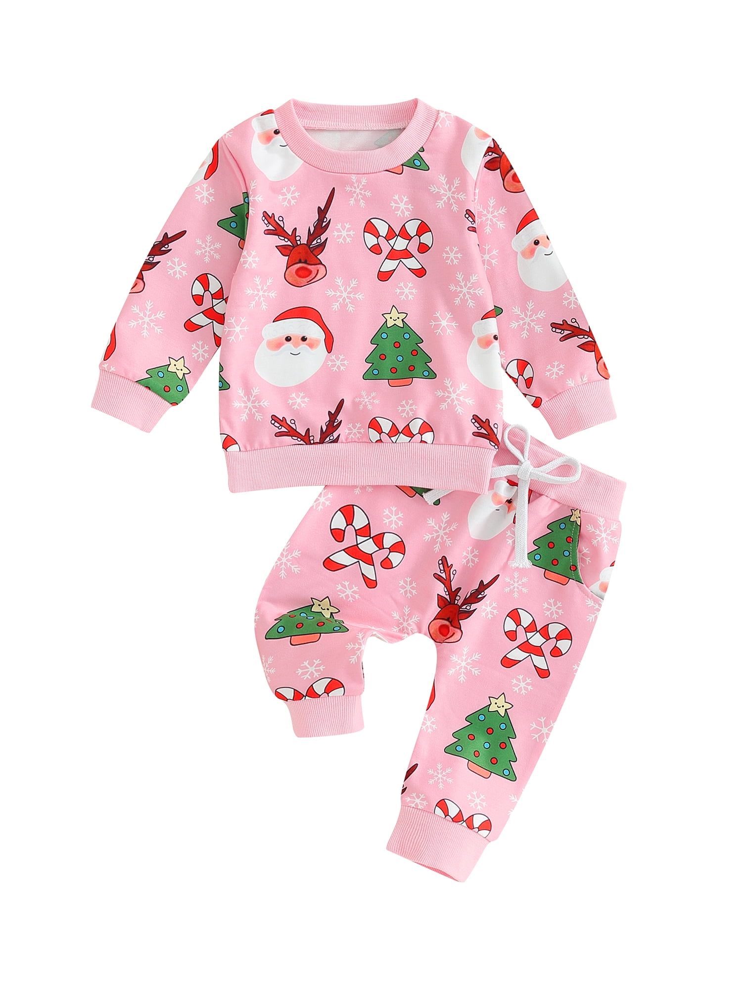 Newborn Infant Baby Girl Christmas Outfit Long Sleeve Crewneck
