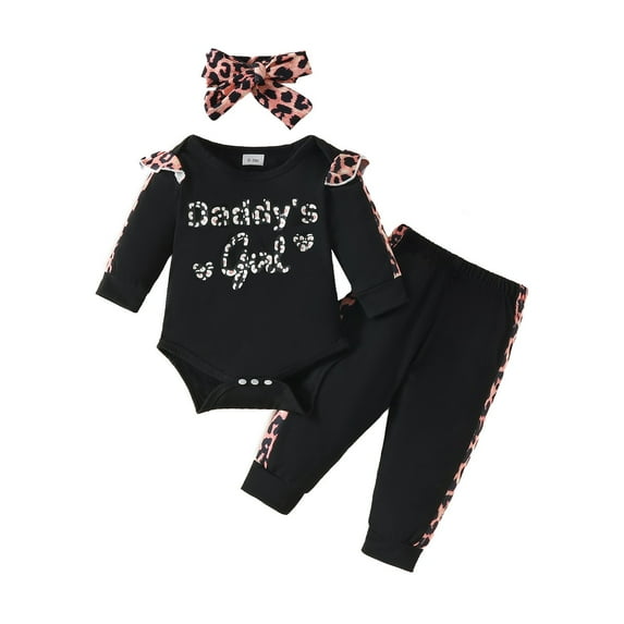 Newborn Infant Baby Girl Clothes Cotton Letter Print Top and Solid Color Pant