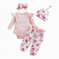 thumbnail image 1 of Newborn Infant Baby Girl Clothes Outfits Rib Romper Floral Pants with Headband Winter Clothing Set, 1 of 7