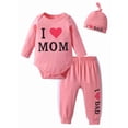 thumbnail image 1 of Newborn Infant Baby Girl Clothes Outfits Sets Letter Long Sleeve Bodysuit Leisure Suit Pink, 1 of 6