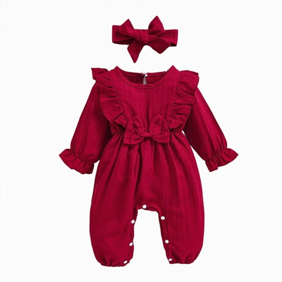 Newborn Infant Baby Girl Fall Jumpsuit Letter Embroidery Romper