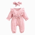 thumbnail image 1 of Newborn Infant Baby Girl Fall Jumpsuit Letter Embroidery Romper, 1 of 4