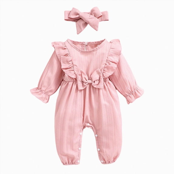 Newborn Infant Baby Girl Fall Jumpsuit Letter Embroidery Romper
