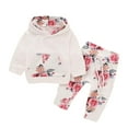 thumbnail image 1 of Newborn Infant Baby Girl Floral Hooded With Pocket Sweatshirt Pants Headband Outfits Set, 1 of 8