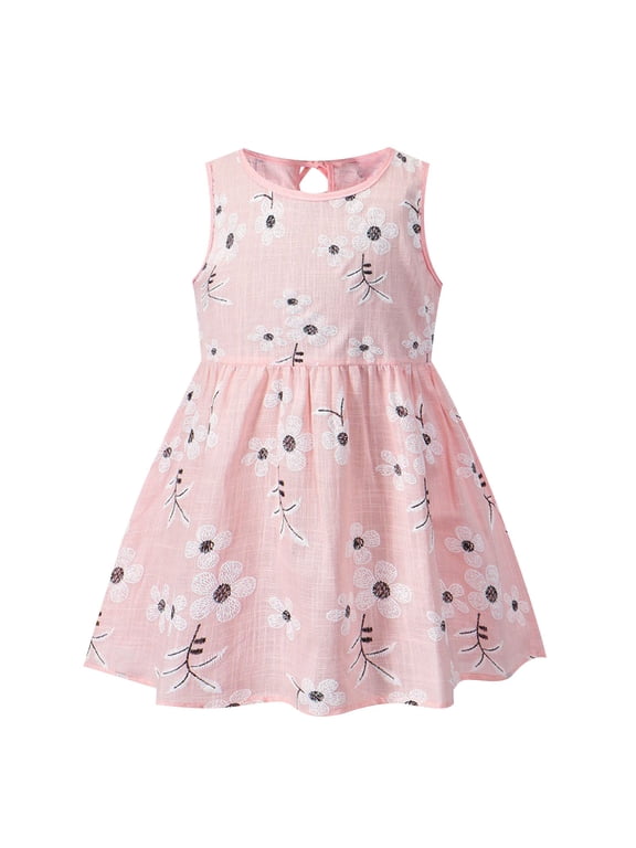 Newborn Infant Baby Girl Princess Dress Cotton Toddler Girl Clothes Sleeveless Flower Sundress Summer Beach Dresses for Girl 2-7 Years