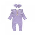thumbnail image 1 of Newborn Infant Baby Girl Ruffle Solid Jumpsuit Romper Bobysuit Outfit Clothes "Fit 2-18 Months, 1 of 8