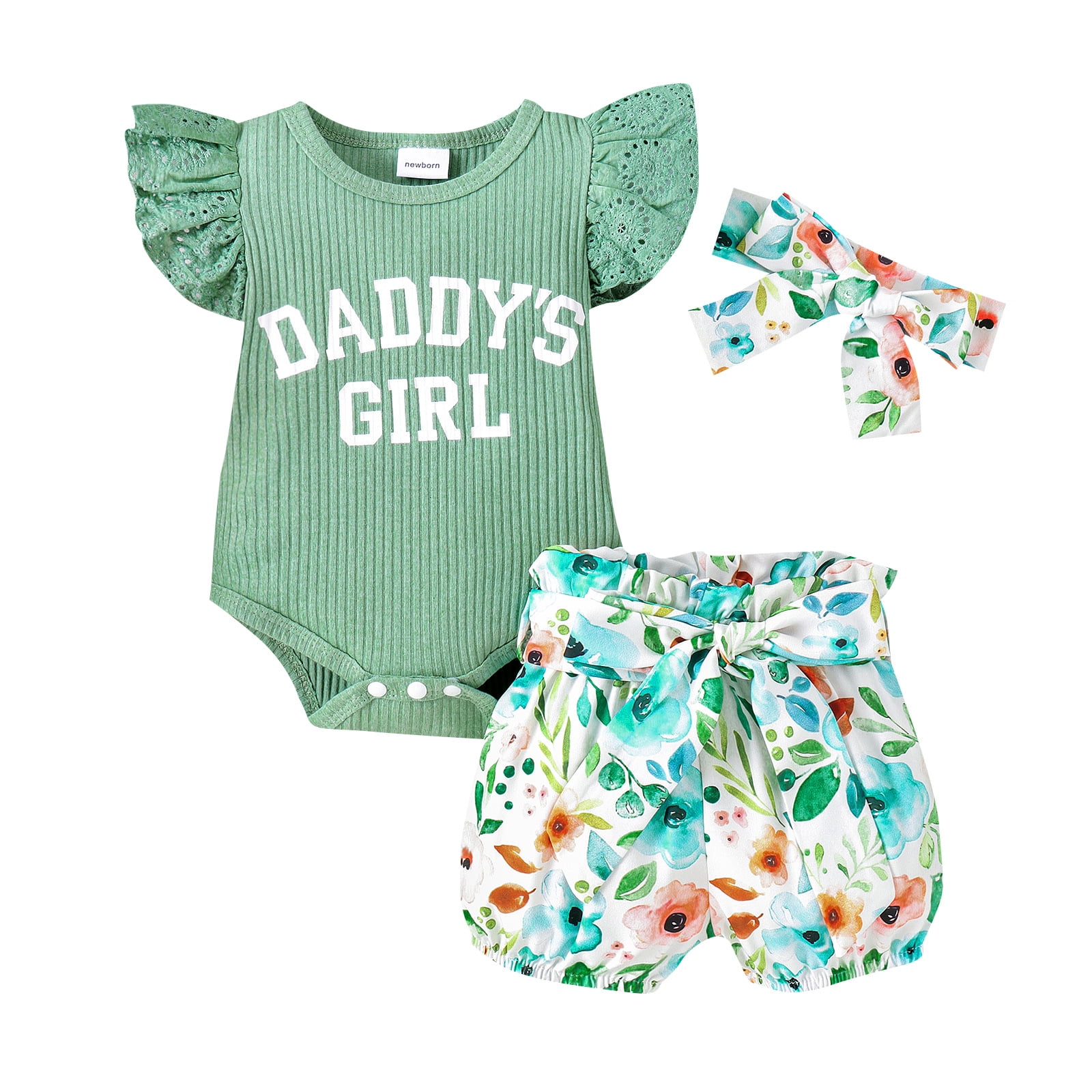 Summer Hot Selling Baby Girls Short Sleeves Floral Print Top And Hollow Out Bloomers Clothing Set
