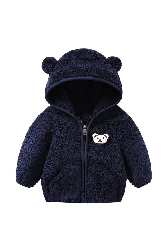 Newborn Infant Baby Girls Boys Jacket Bear Ears Hooded Outerwear Zipper Warm Fleece Winter Coat Apparel Winter Warm Coat