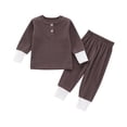 thumbnail image 1 of Newborn Infant Baby Girls Boys Ribbed Button T-Shirt Tops+ Long Pants 2PCS Outfits Set, 1 of 3