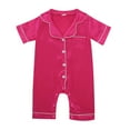 thumbnail image 1 of Baby Girls Boys Silk Pajamas Romper Button Down Short Sleeve Satin Pj's Jumpsuit Size 6 M-12 M, 1 of 7