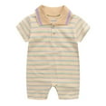 thumbnail image 1 of Baby Girls Boys Summer Short Sleeve Striped Lapel Romper Casual Loose Jumpsuit Size 0 M-3 M, 1 of 5