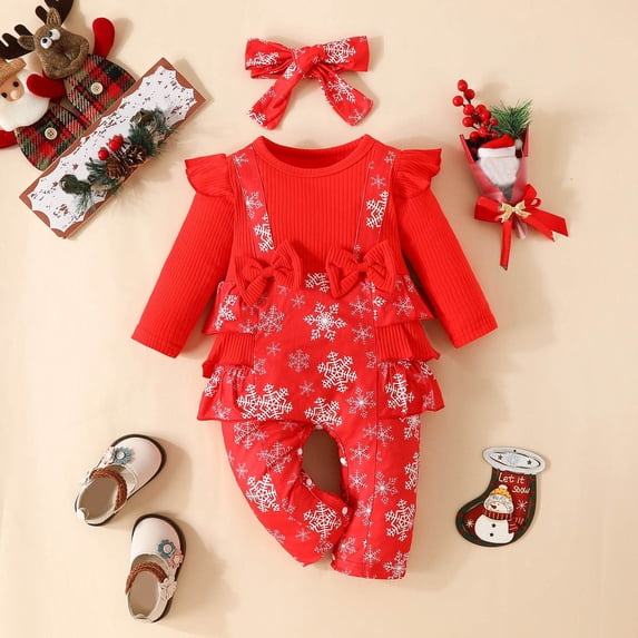 Newborn Infant Baby Girls Clothes Ribbed Bodysuit Pants Set Fall Winter Outfits