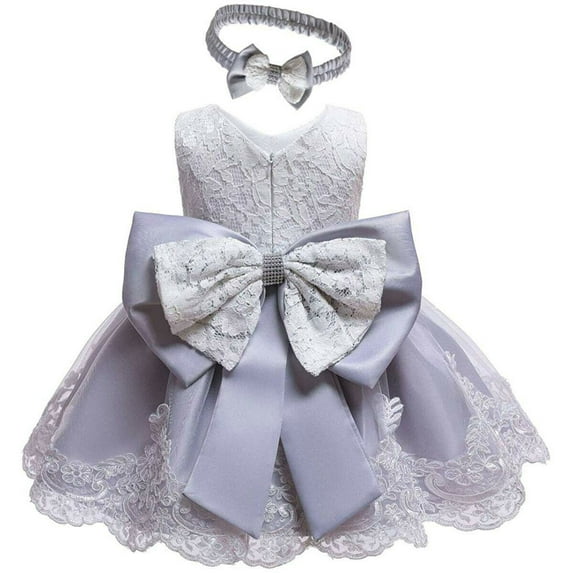 Newborn Infant Baby Girls Formal Pageant Dress Sleeveless Lace Bowknot Princess Tutu Gown 0-24M