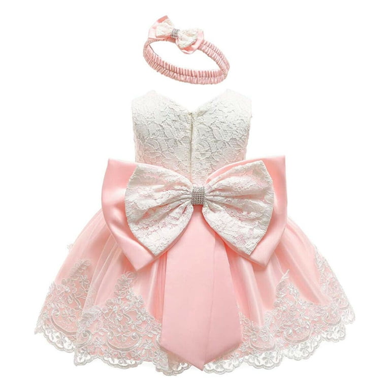 Newborn Infant Baby Girls Formal Pageant Dress Sleeveless Lace Bowknot  Princess Tutu Gown 0-24M - Walmart.com