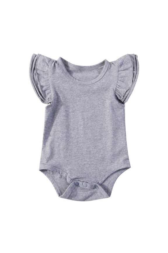 Newborn Infant Baby Girls Solid Ruffle Sleeveless Bodysuit Romper Outfits