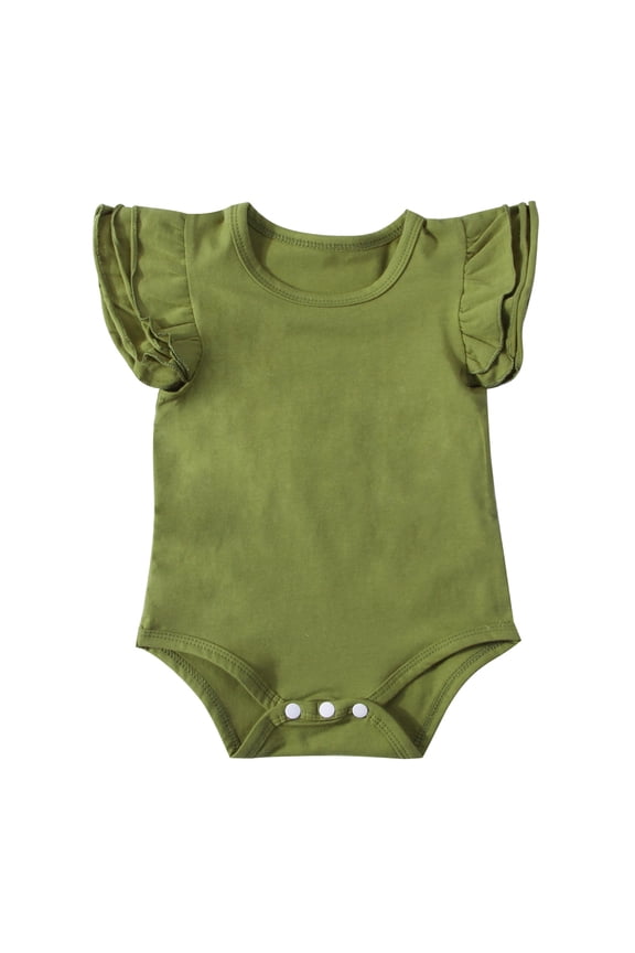 Newborn Infant Baby Girls Solid Ruffle Sleeveless Bodysuit Romper Outfits