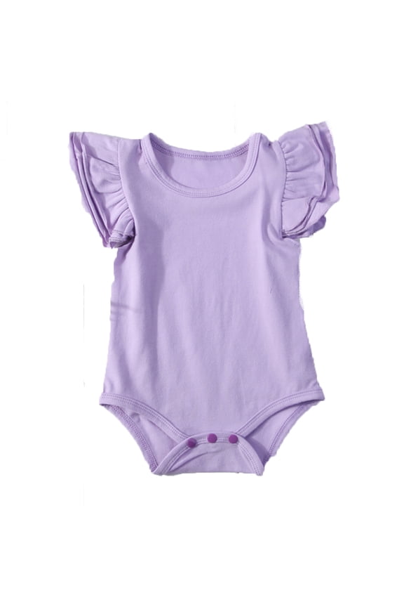 Newborn Infant Baby Girls Solid Ruffle Sleeveless Bodysuit Romper Outfits