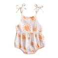 thumbnail image 1 of Newborn Infant Baby Girls Strap Sleeveless Romper Floral Sun Print Bodysuit Bubble One Piece Outfits Summer Clothes, 1 of 7