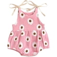 thumbnail image 1 of Newborn Infant Baby Girls Strap Sleeveless Romper Floral Sun Print Bodysuit Bubble One Piece Outfits Summer Clothes, 1 of 7