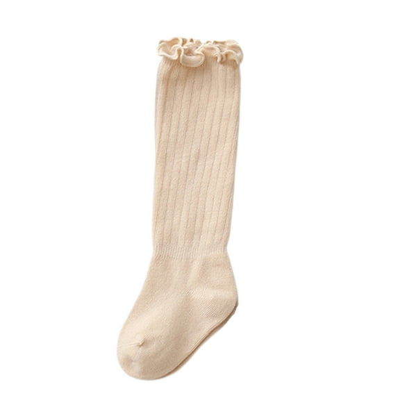 Newborn Infant Baby Girls Thigh High Stockings Solid Color Crimp Socks Cute Knee High Stocking