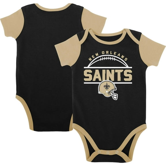 Newborn & Infant Black/Gold New Orleans Saints Home Field Advantage Three-Piece Bodysuit, Bib & Booties Set