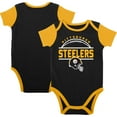 thumbnail image 1 of Newborn & Infant Black/Gold Pittsburgh Steelers Home Field Advantage Three-Piece Bodysuit, Bib & Booties Set, 1 of 6