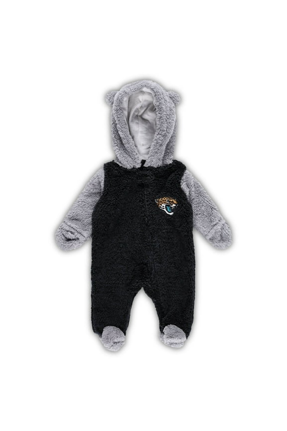Newborn & Infant Black/Gray Jacksonville Jaguars Game Nap Teddy Fleece Bunting Full-Zip Sleeper