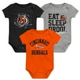 thumbnail image 1 of Newborn & Infant Black/Orange/Heather Gray Cincinnati Bengals Three-Pack Eat, Sleep & Drool Retro Bodysuit Set, 1 of 4