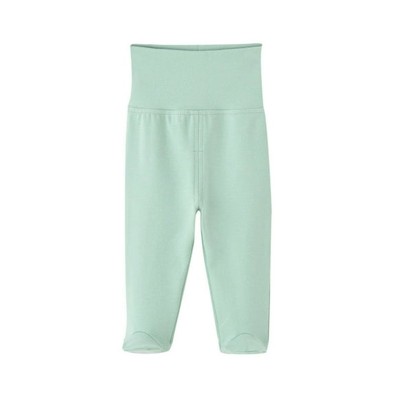 Newborn Infant Boys Girls Footed Pants Solid Color Elastic High Waist Soft Cotton Lightweight Long Pants Summer Casual Leggings Pants