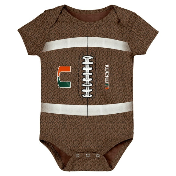 Newborn & Infant Brown Miami Hurricanes Catch Me Football Bodysuit