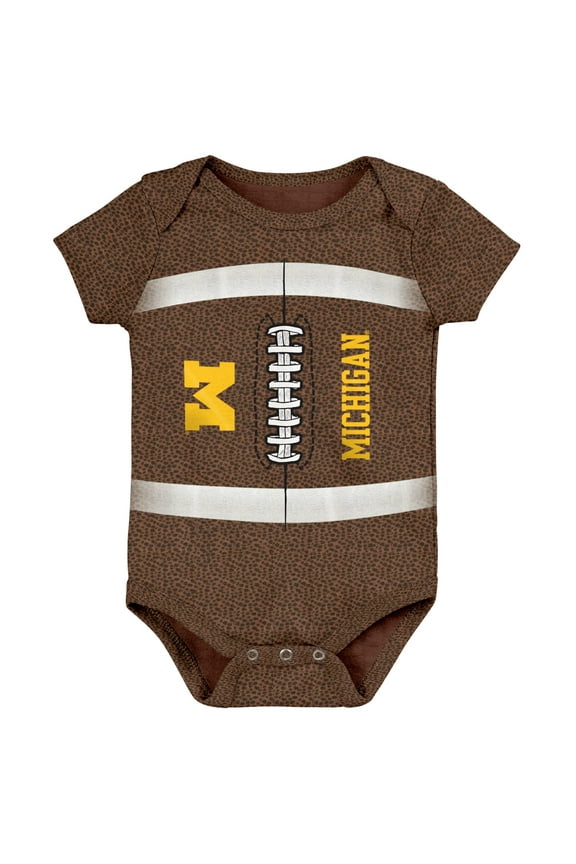 Newborn & Infant Brown Michigan Wolverines Catch Me Football Bodysuit