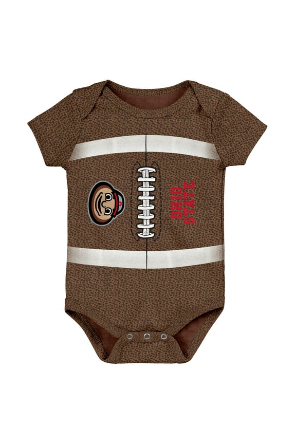 Newborn & Infant Brown Ohio State Buckeyes Catch Me Football Bodysuit
