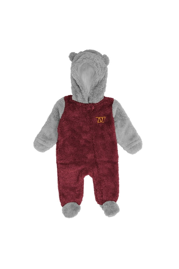 Newborn & Infant Burgundy/Gray Washington Commanders Game Nap Teddy Fleece Bunting Full-Zip Sleeper