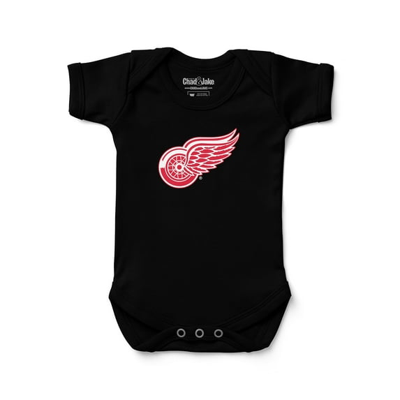 Newborn & Infant Chad & Jake Black Detroit Red Wings Primary Logo Bodysuit