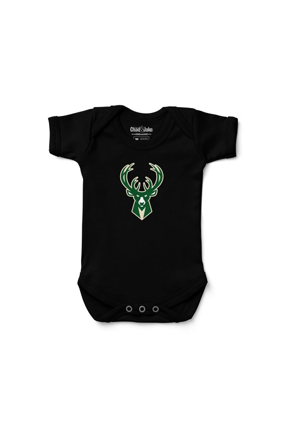 Newborn & Infant Chad & Jake Black Milwaukee Bucks Primary Logo Bodysuit