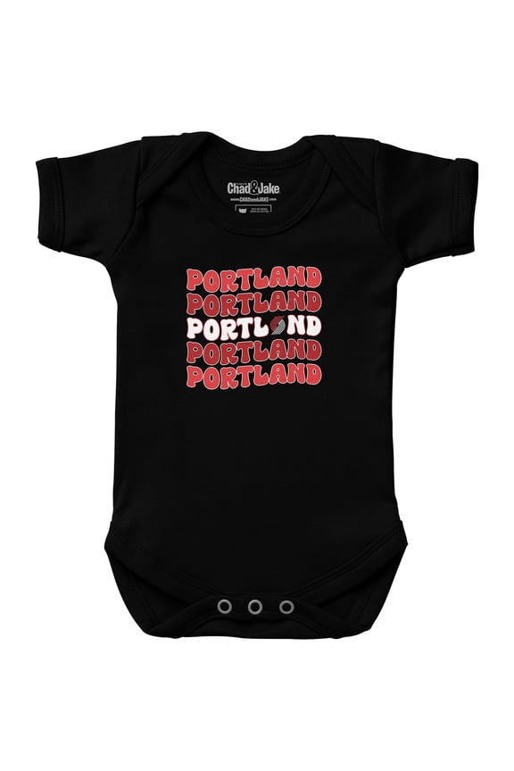 Newborn & Infant Chad & Jake  Black Portland Trail Blazers Groovy Bodysuit