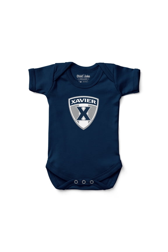 Newborn & Infant Chad & Jake Navy Xavier Musketeers Shield Logo Bodysuit