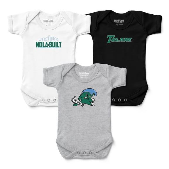 Newborn & Infant Chad & Jake Tulane Green Wave 3-Pack Bodysuit Set