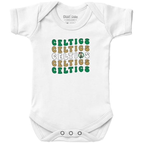 Newborn & Infant Chad & Jake  White Boston Celtics Groovy Bodysuit