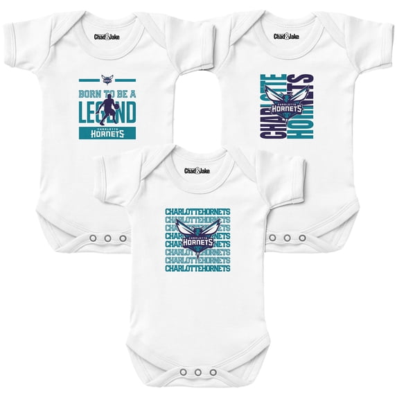 Newborn & Infant Chad & Jake White Charlotte Hornets 3-Pack Bodysuit Set