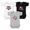 thumbnail image 1 of Newborn & Infant Chad & Jake White/Gray/Black Texas A&M Aggies Three-Pack Primary Logo Bodysuit Set, 1 of 1
