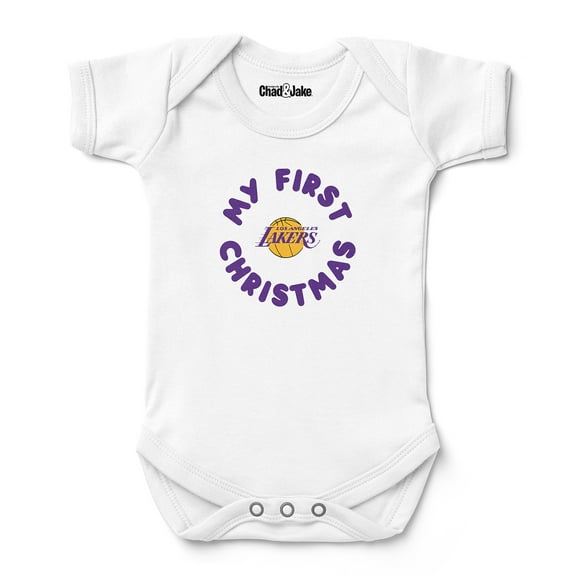 Newborn & Infant Chad & Jake White Los Angeles Lakers First Christmas Bodysuit