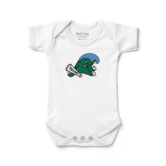 Newborn & Infant Chad & Jake White Tulane Green Wave  Logo Bodysuit