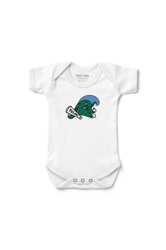 Newborn & Infant Chad & Jake White Tulane Green Wave  Logo Bodysuit