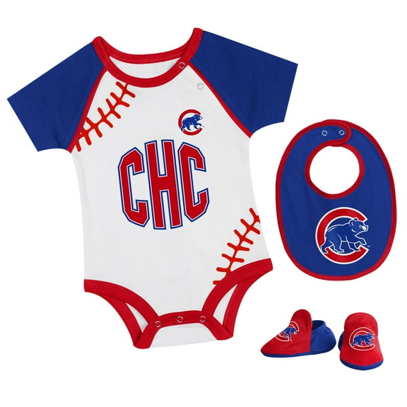 Newborn & Infant Chicago Cubs Tied Up Bodysuit, Bib & Bootie Set